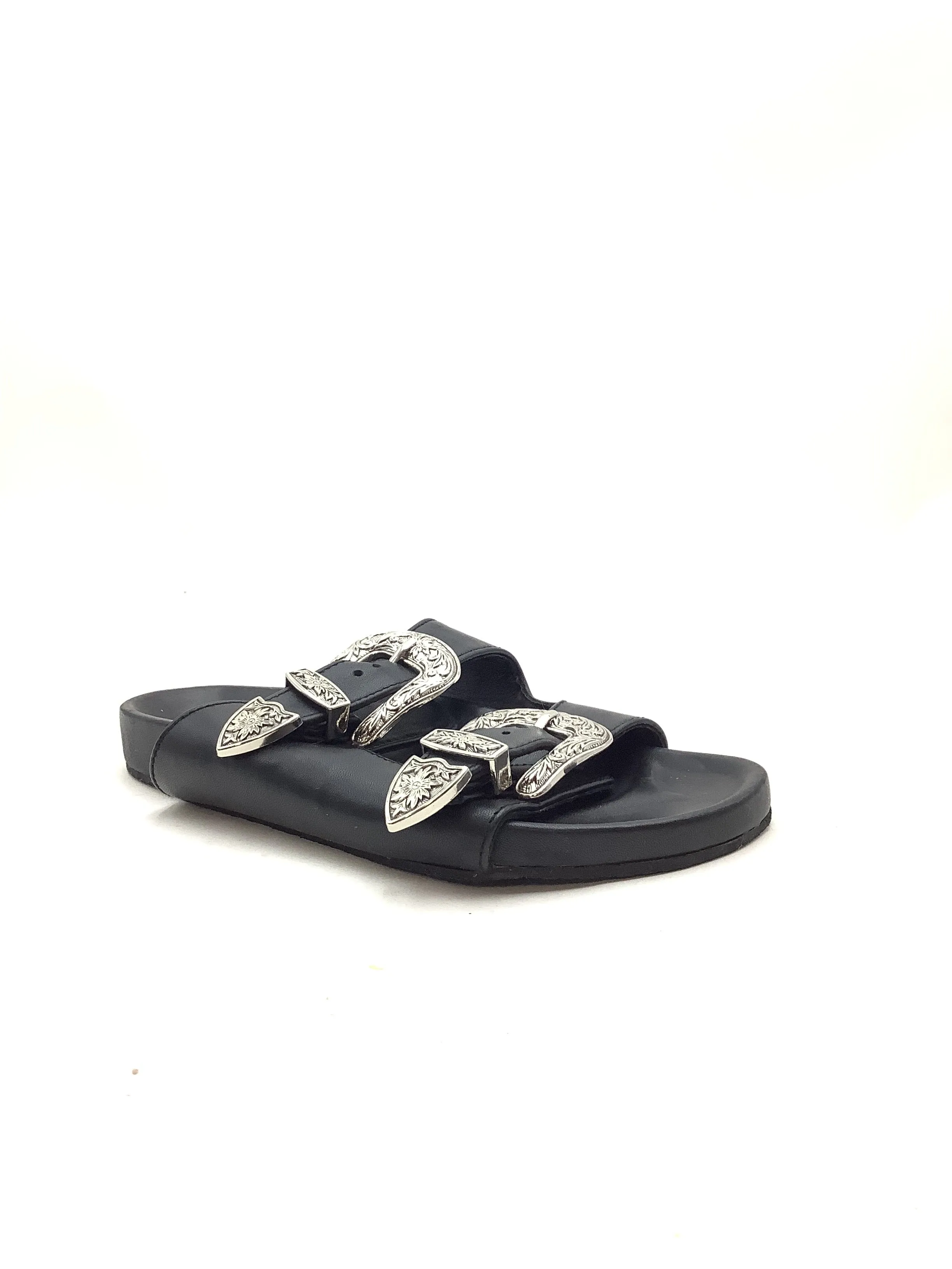 MyGratitude Women's Sandal Black Leather Buckle Size: 11