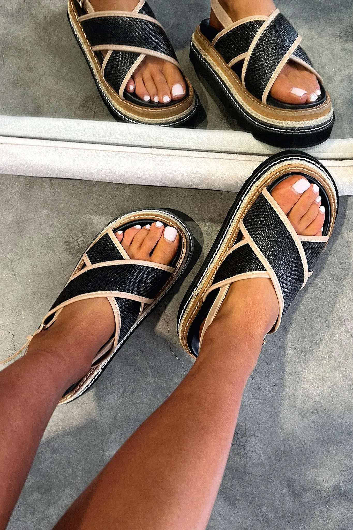 Mykonos Platform Sandals - Black