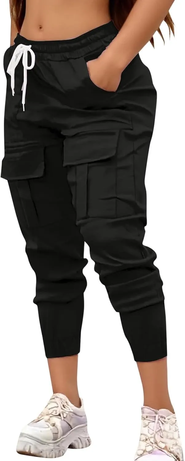 Outdoor Hiking Cargo Pants for Women Baggy Multi Pockets Workout Y2K Pants Stretchy Work Lightweight Travel Trousers