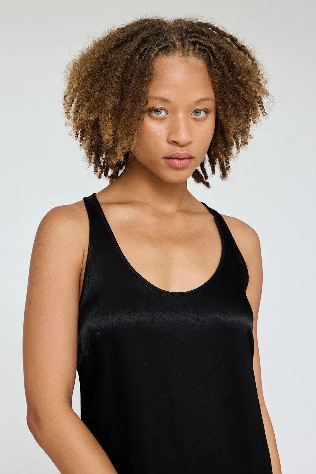 Pebble Satin Black Koda Midi Dres