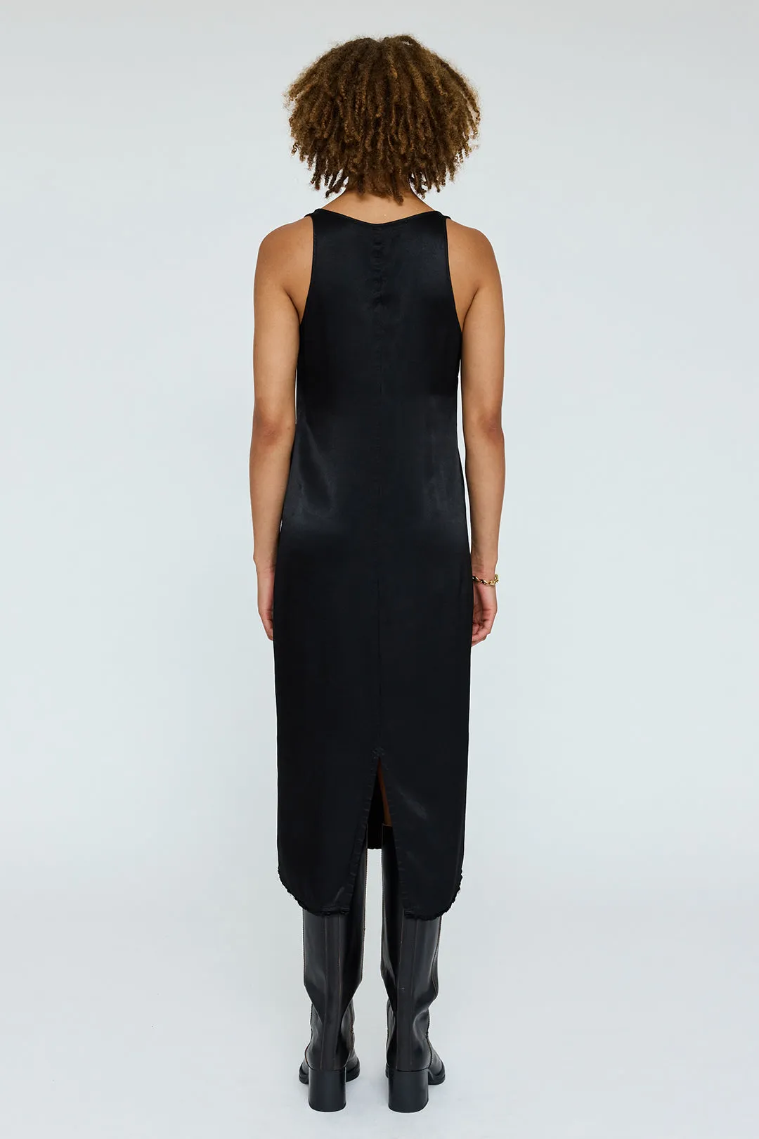 Pebble Satin Black Koda Midi Dres