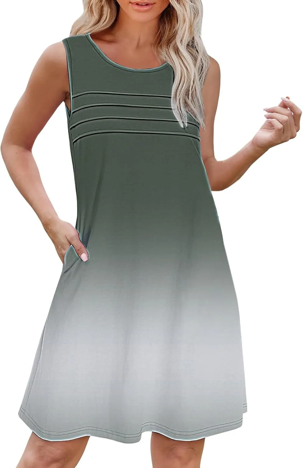 Petite Summer Dresses for Women Womens with Pockets Summer Casual Tank Dress Sleeveless Midi Beach Dress Linen Long