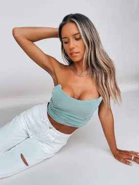 Sage Ruched Fitted Crop
