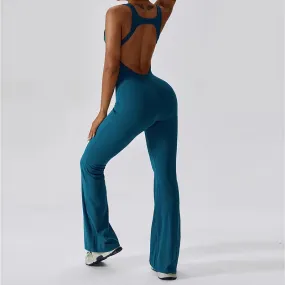 Sexy Back V Yoga Training Stretchy Sporty Jumpsuit Romper