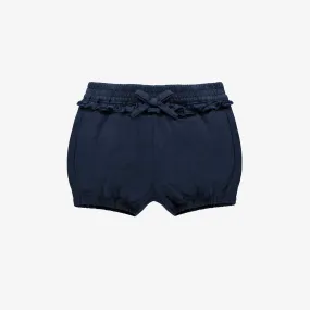 Short coupe décontractée marine en lin et coton, bébé  || Navy relaxed fit short in linen and cotton, baby 
