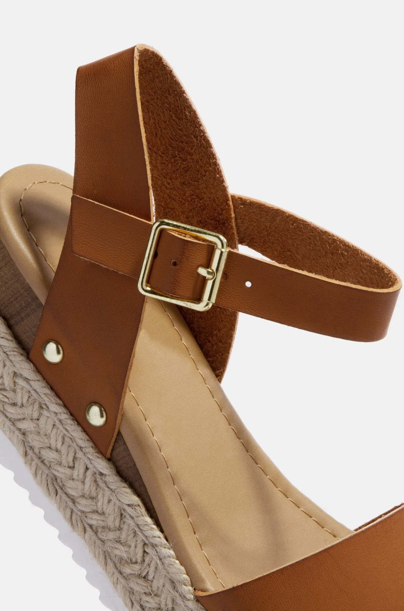 Soda Clip white Vegan Leather Casual Espadrilles Trim Flatform Wedge Sandals