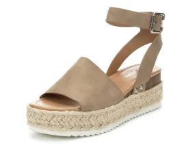 Soda Topic Open Toe Buckle Ankle Strap Espadrilles Flatform Wedge Casual Sandal (8.5, Dark Natural)