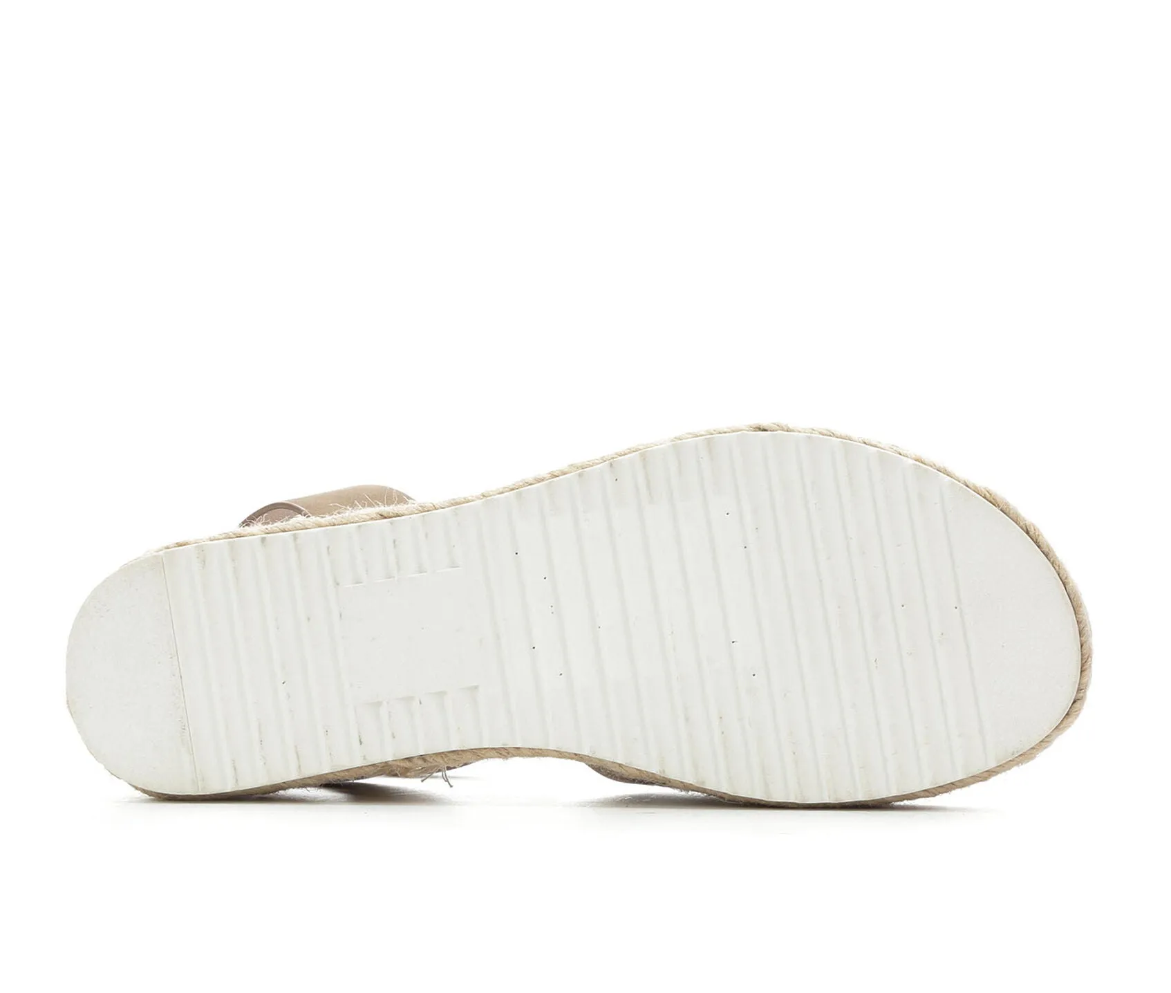 Soda Topic Open Toe Buckle Ankle Strap Espadrilles Flatform Wedge Casual Sandal (8.5, Dark Natural)