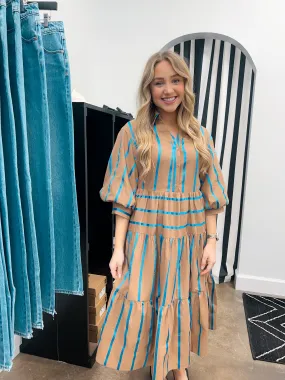 Striped Collar Midi Dress