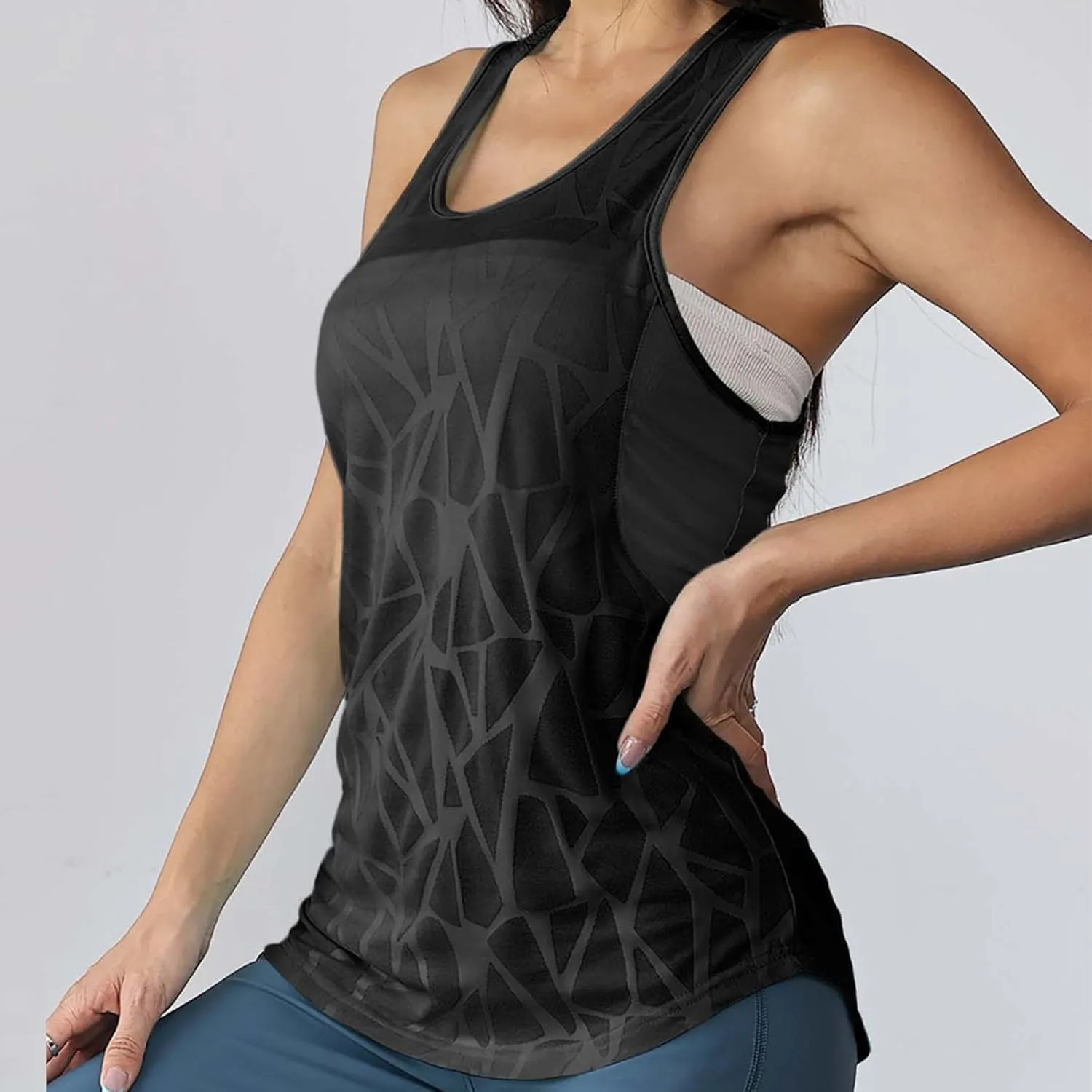 Summer Sports Yoga Tank Tops for Women, Lightweight Breathable Loose Sleeveless Shirts Outdoor Running Workout Clothes