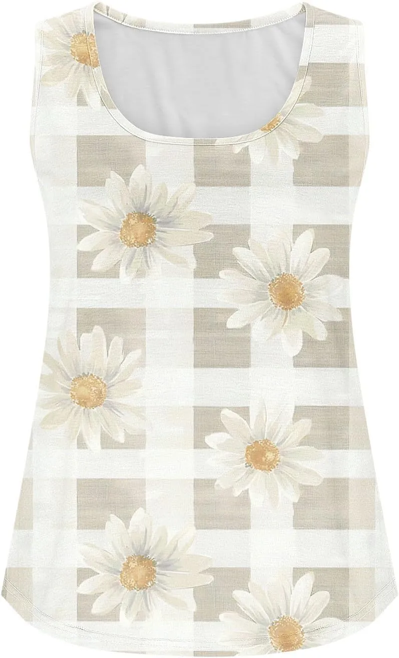 Summer Tank Tops for Women 2025 Printed V Neck Sleeveless Casual Tunic Camisole Soft Beach Vacation Dressy Tank Top