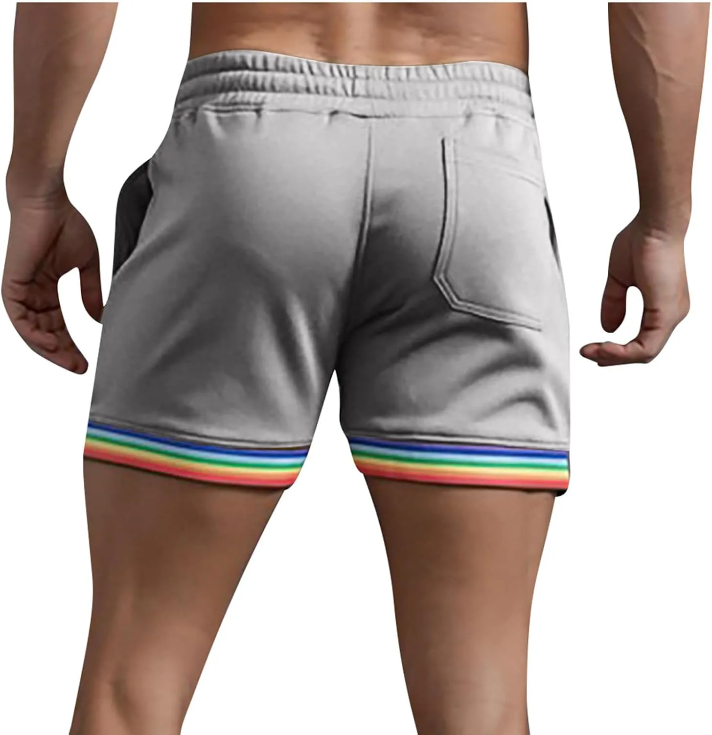 Sweat Shorts Men Classic Drawstring Rainbow Shorts Elastic Waist Gym Athletic Shorts Relaxed Fit Workout Running Jogger