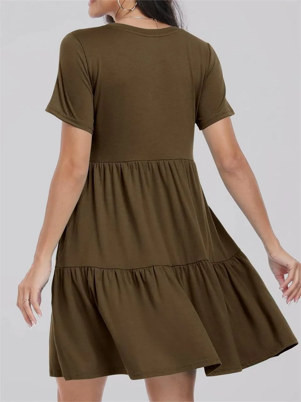 T Shirt Dress Women Summer Casual Short Sleeve Crewneck Mini Tshirt Dresses Loose Flowy Tiered Short Dress with Pockets