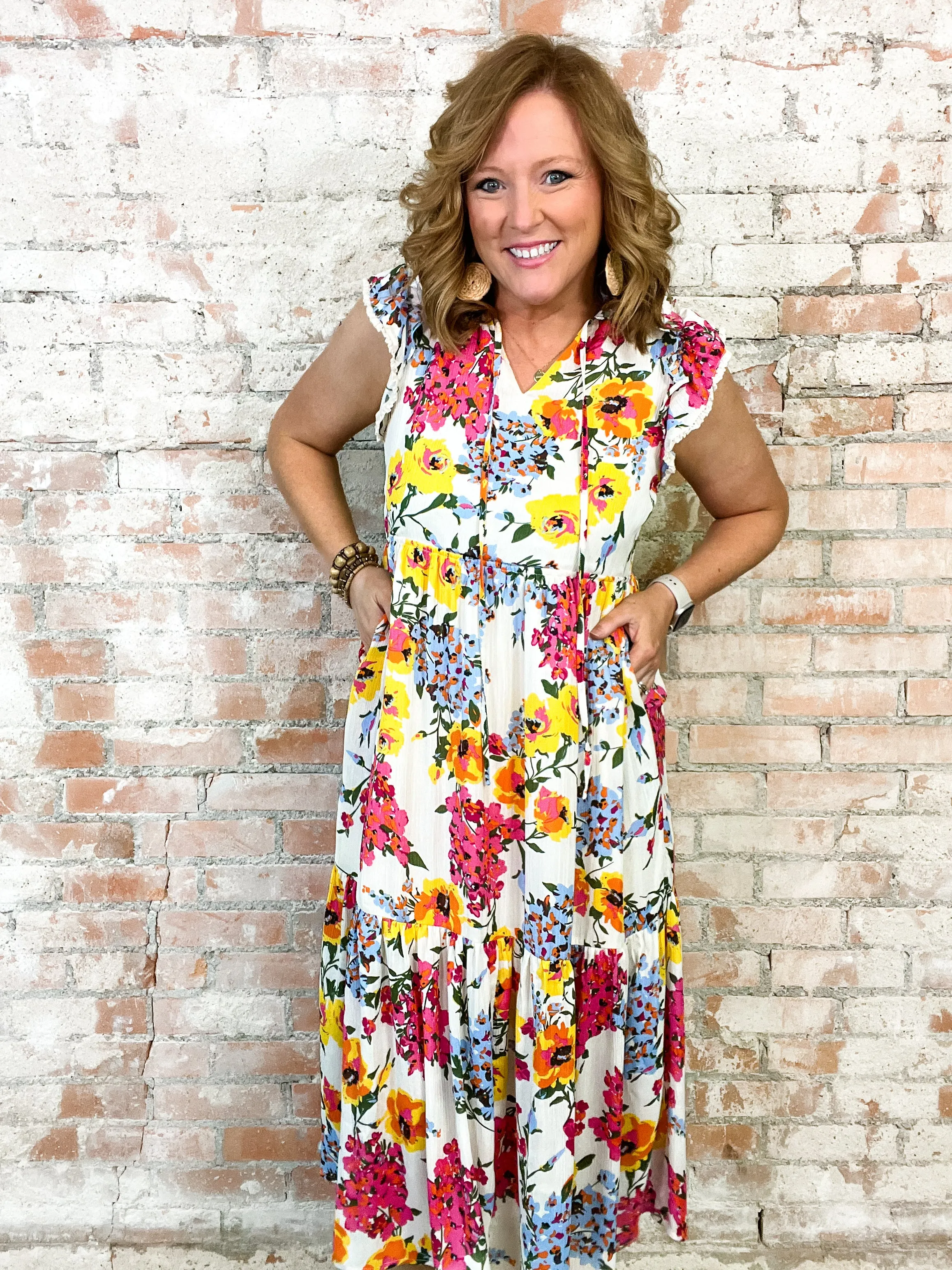 THML Averi Floral Midi Dress - FINAL SALE