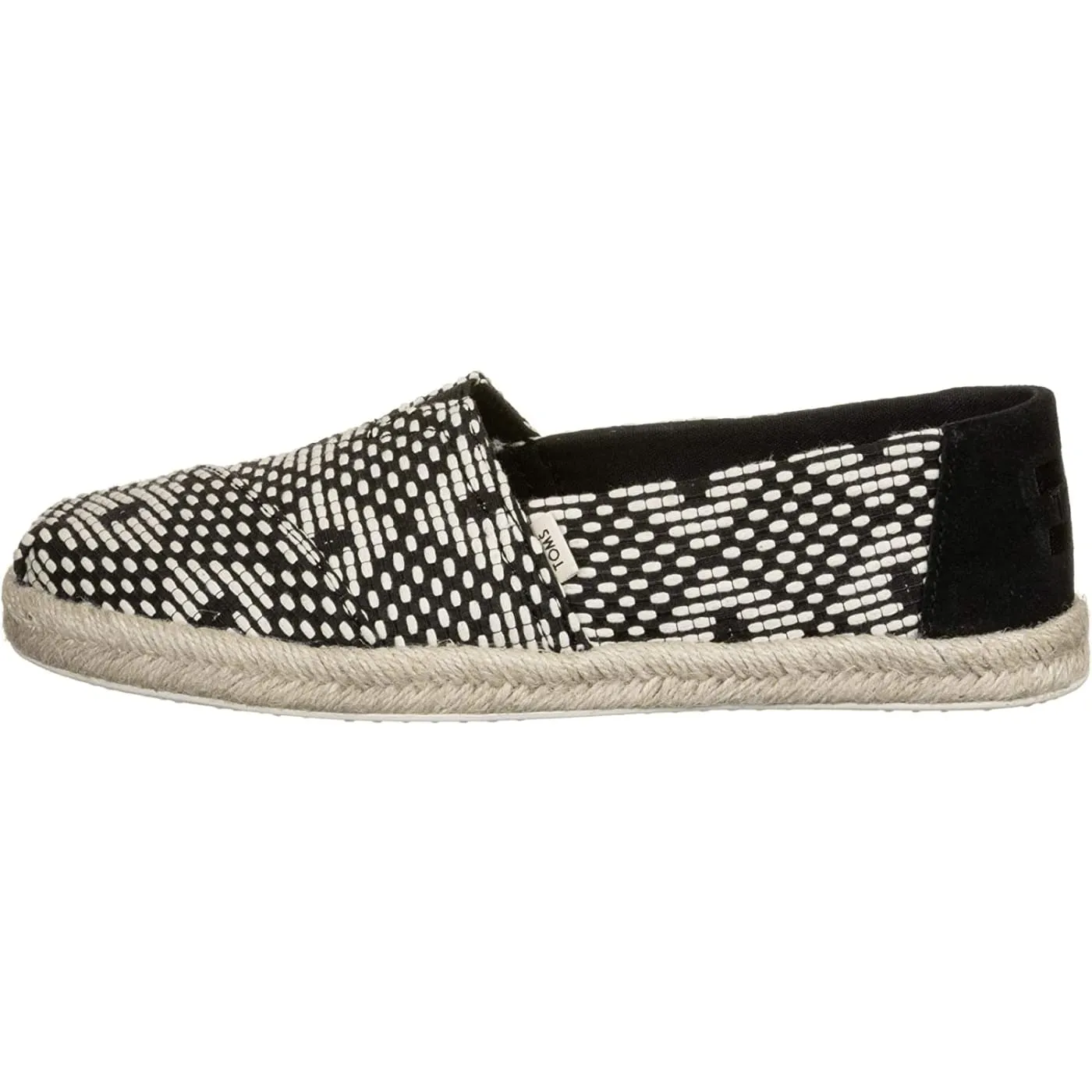 Toms Classic Black Geometric Diamond Woven Womens Espadrilles Shoes
