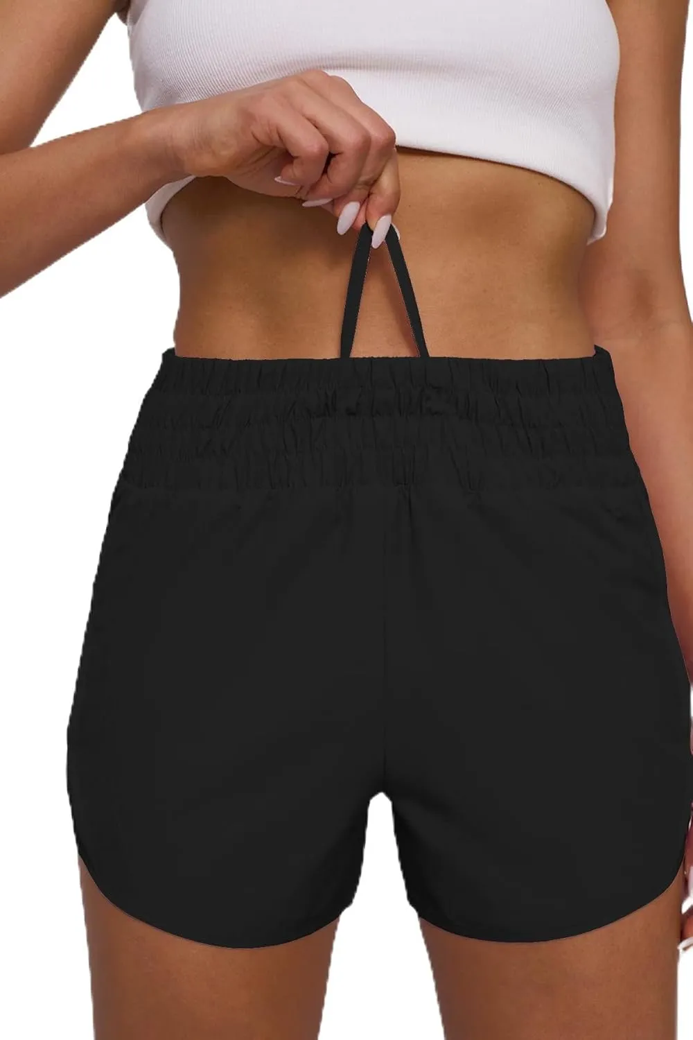 Tough Mode Women's High Waisted Running Shorts, Shorts for Women, Elastic Athletic Shorts with Pockets for Gym Yoga