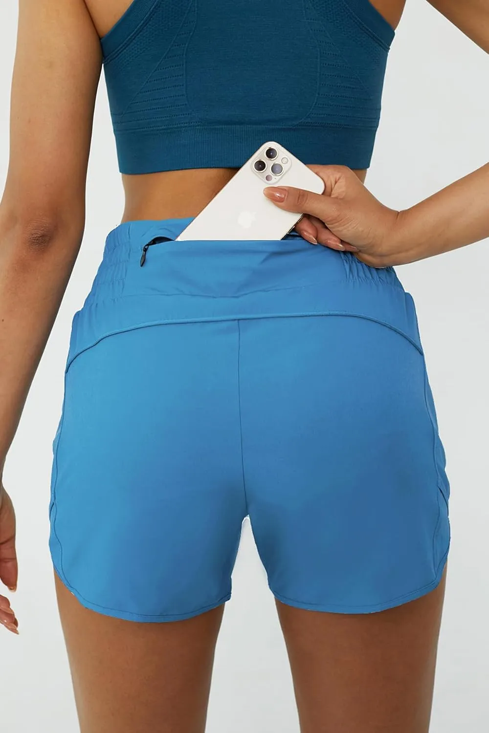 Tough Mode Women's High Waisted Running Shorts, Shorts for Women, Elastic Athletic Shorts with Pockets for Gym Yoga