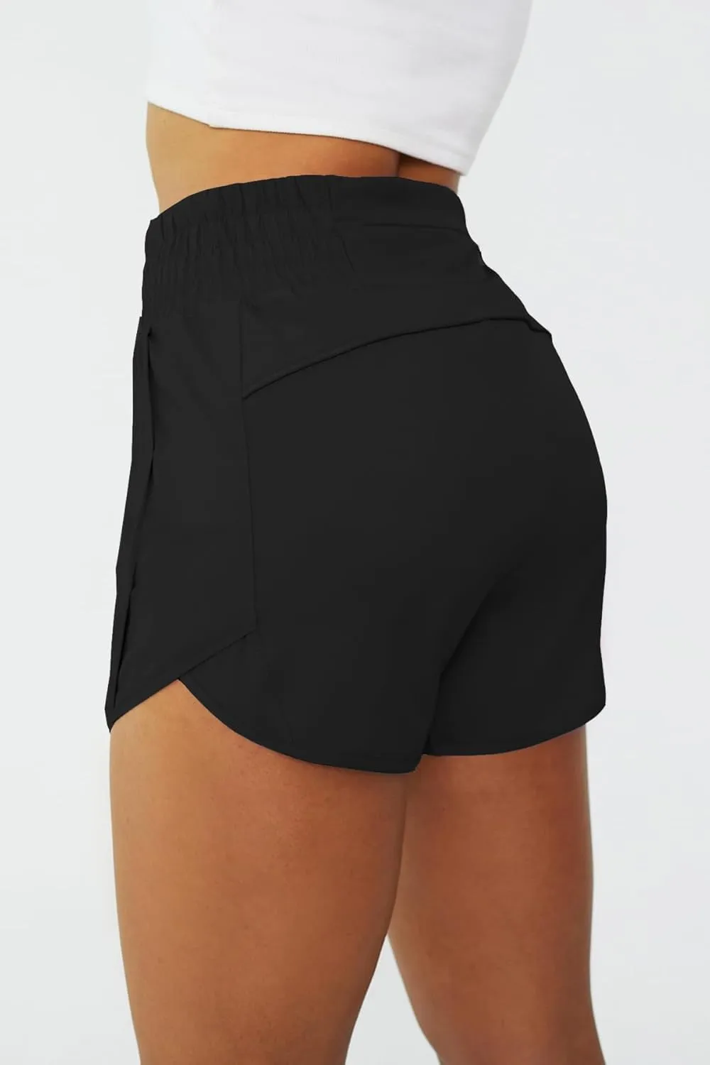 Tough Mode Women's High Waisted Running Shorts, Shorts for Women, Elastic Athletic Shorts with Pockets for Gym Yoga
