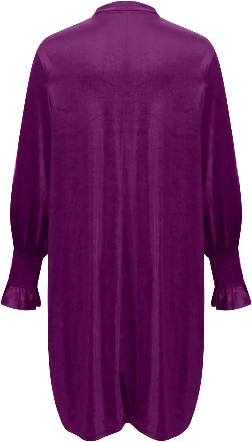 Velvet Dress for Women Long Sleeve Crewneck Shift Short Dress Solid Color Party Short Dress Loose Fit Semi Dress 2024