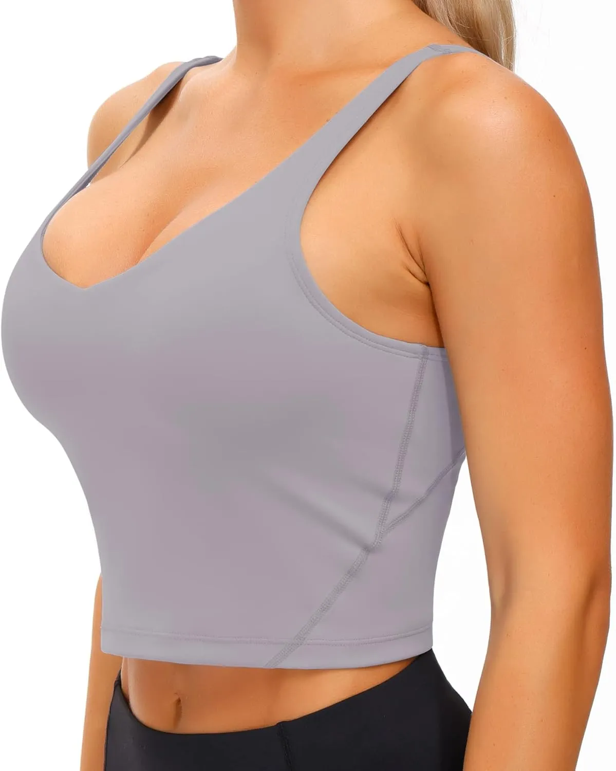 Wjustforu Women's Tank Top Padded Sports Bra Running Workout Yoga Crop Top