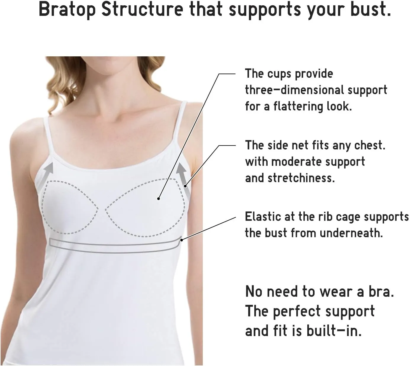 Women Camisole with Built in Padded Bra