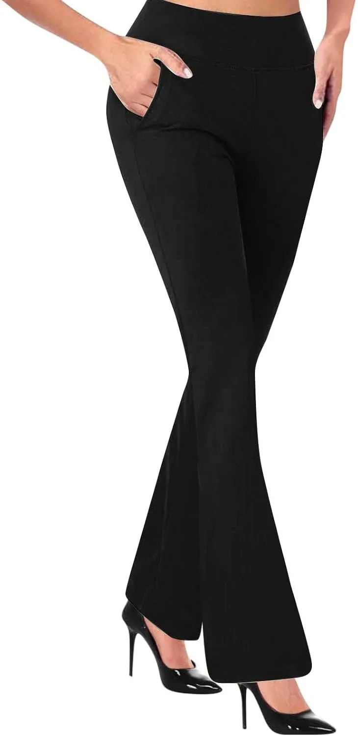 Womens Bootcut Dress Pants Business Casual Work Pants with Pockets High Waist Stretchy Trousers Pull On Office Slacks