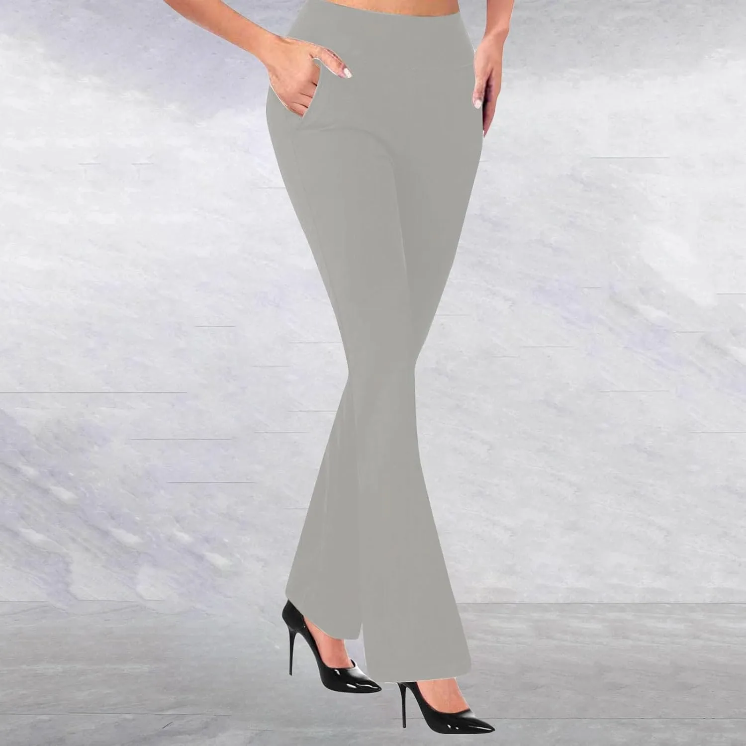 Womens Bootcut Dress Pants Business Casual Work Pants with Pockets High Waist Stretchy Trousers Pull On Office Slacks