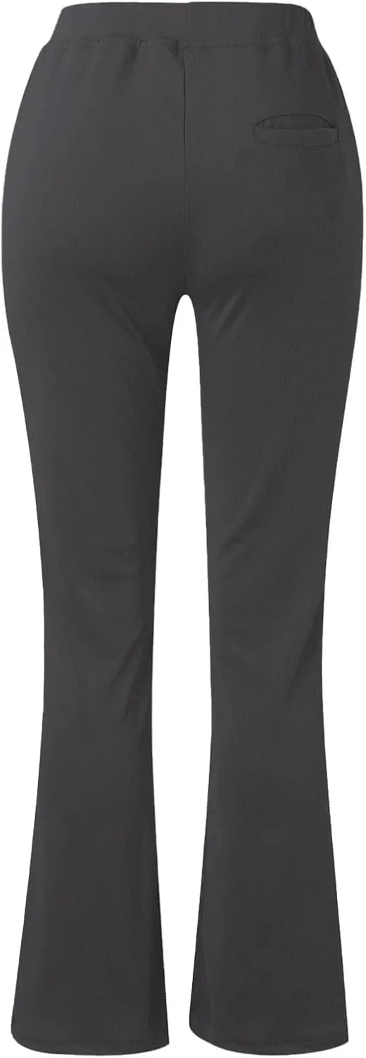 Womens Bootcut Dress Pants Business Casual Work Pants with Pockets High Waist Stretchy Trousers Pull On Office Slacks
