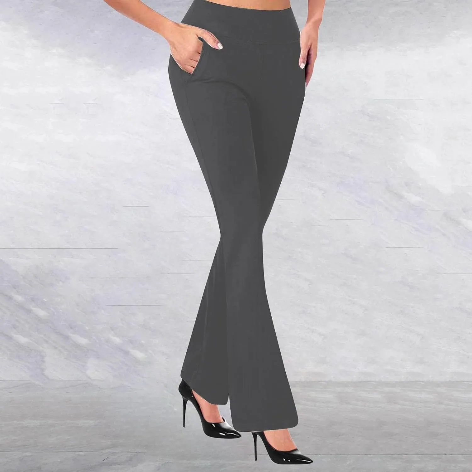 Womens Bootcut Dress Pants Business Casual Work Pants with Pockets High Waist Stretchy Trousers Pull On Office Slacks