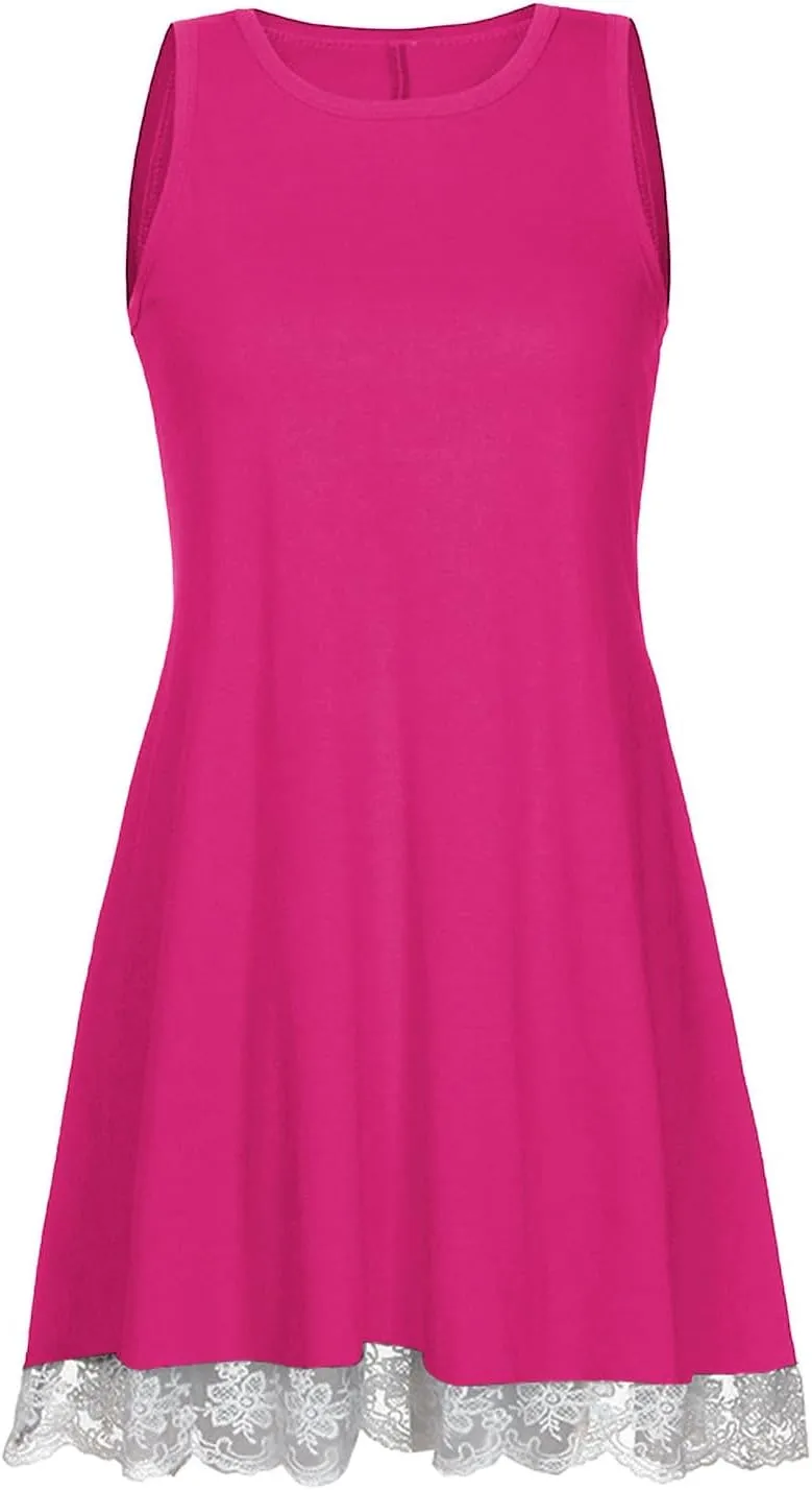 Womens Casual Sleeveless Sun Dress Simple Solid Color Beach Dress Trendy Loose Fit Dresses with Pockets