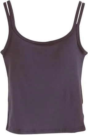 Womens Double Strap Cami Tops Padded Built in Bra Camisole Soft Slim Fit Stretchy Tank Lounge Basic Layer Wear