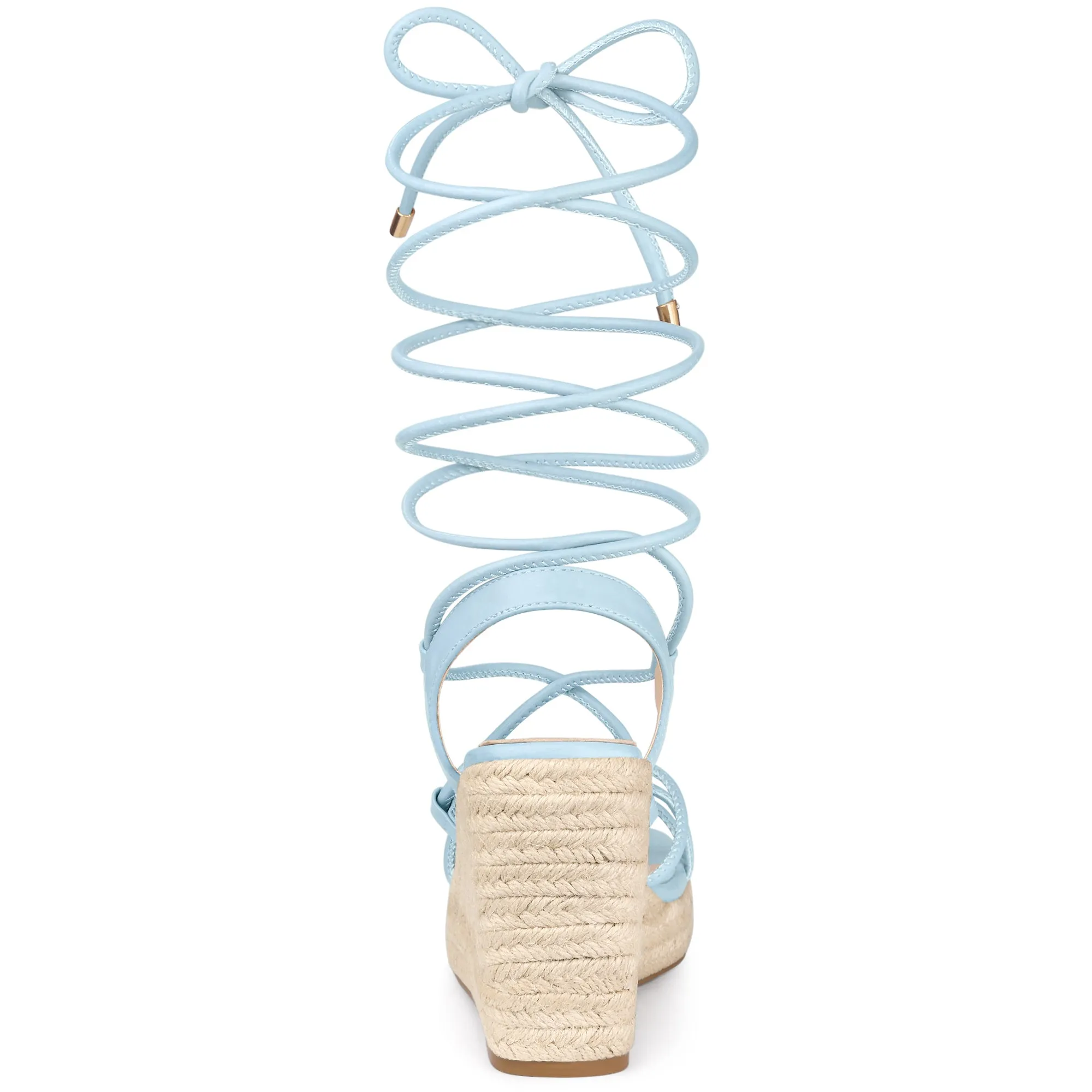 Women's Lace Up Platform Square Heel Espadrilles Wedge Sandals