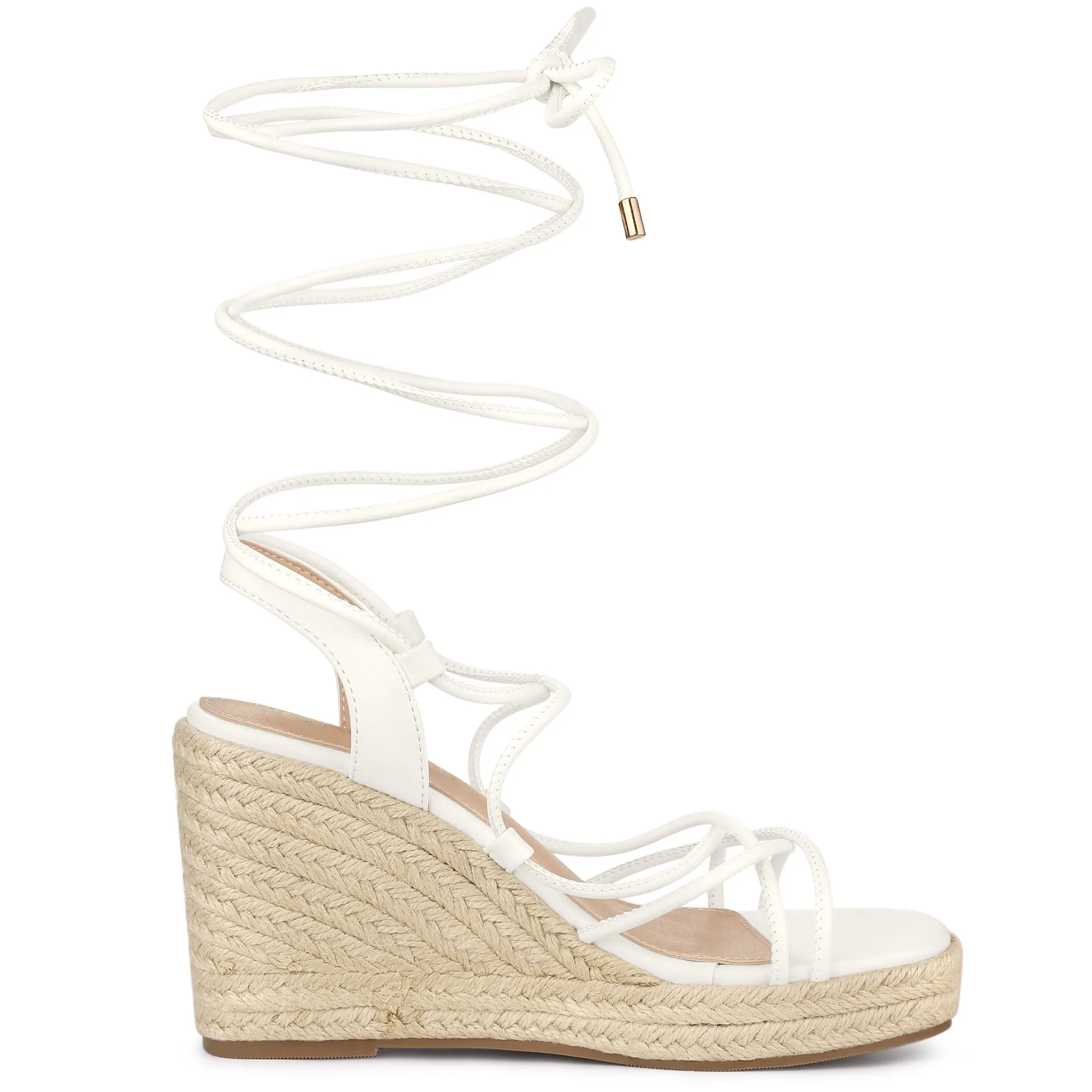 Women's Lace Up Platform Square Heel Espadrilles Wedge Sandals