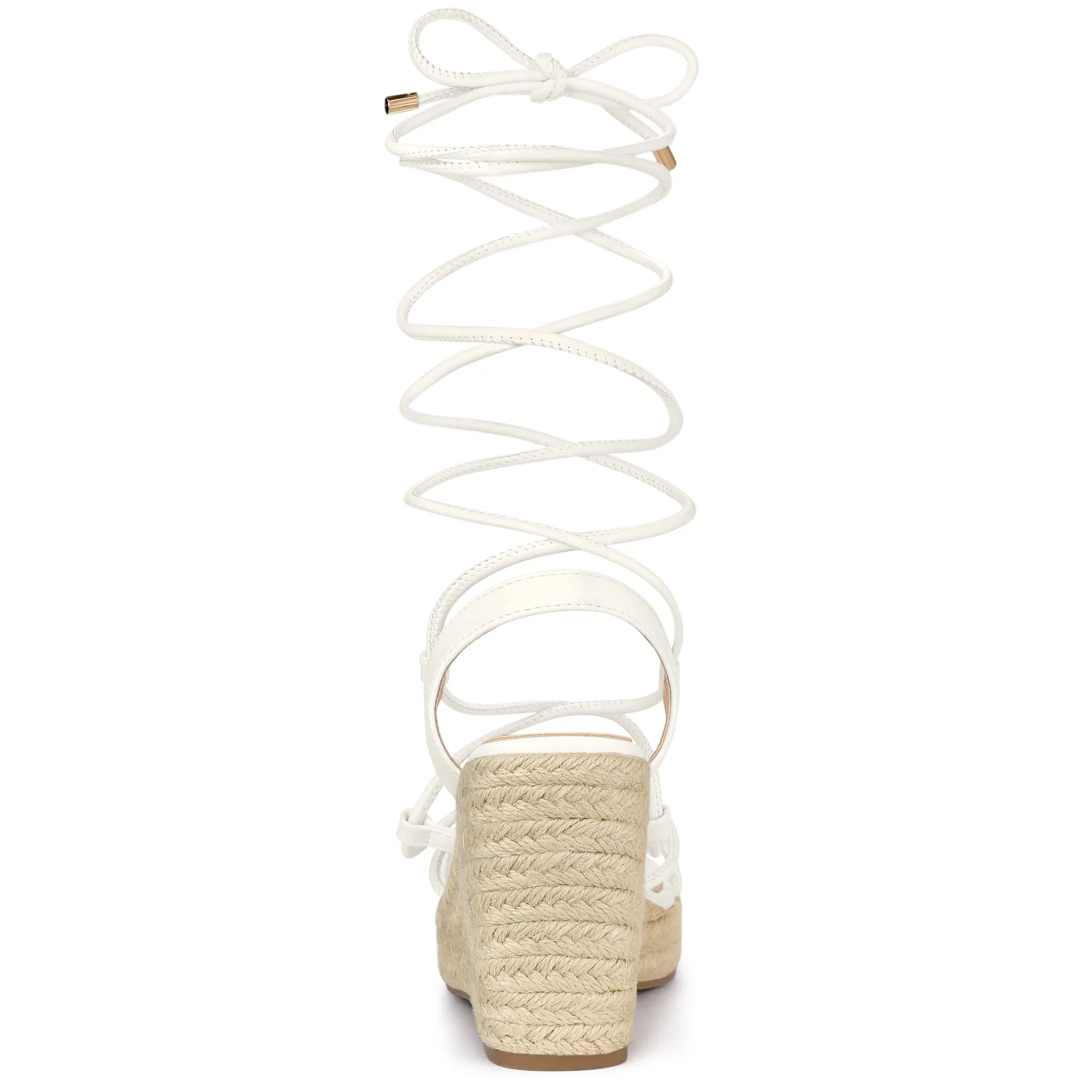 Women's Lace Up Platform Square Heel Espadrilles Wedge Sandals