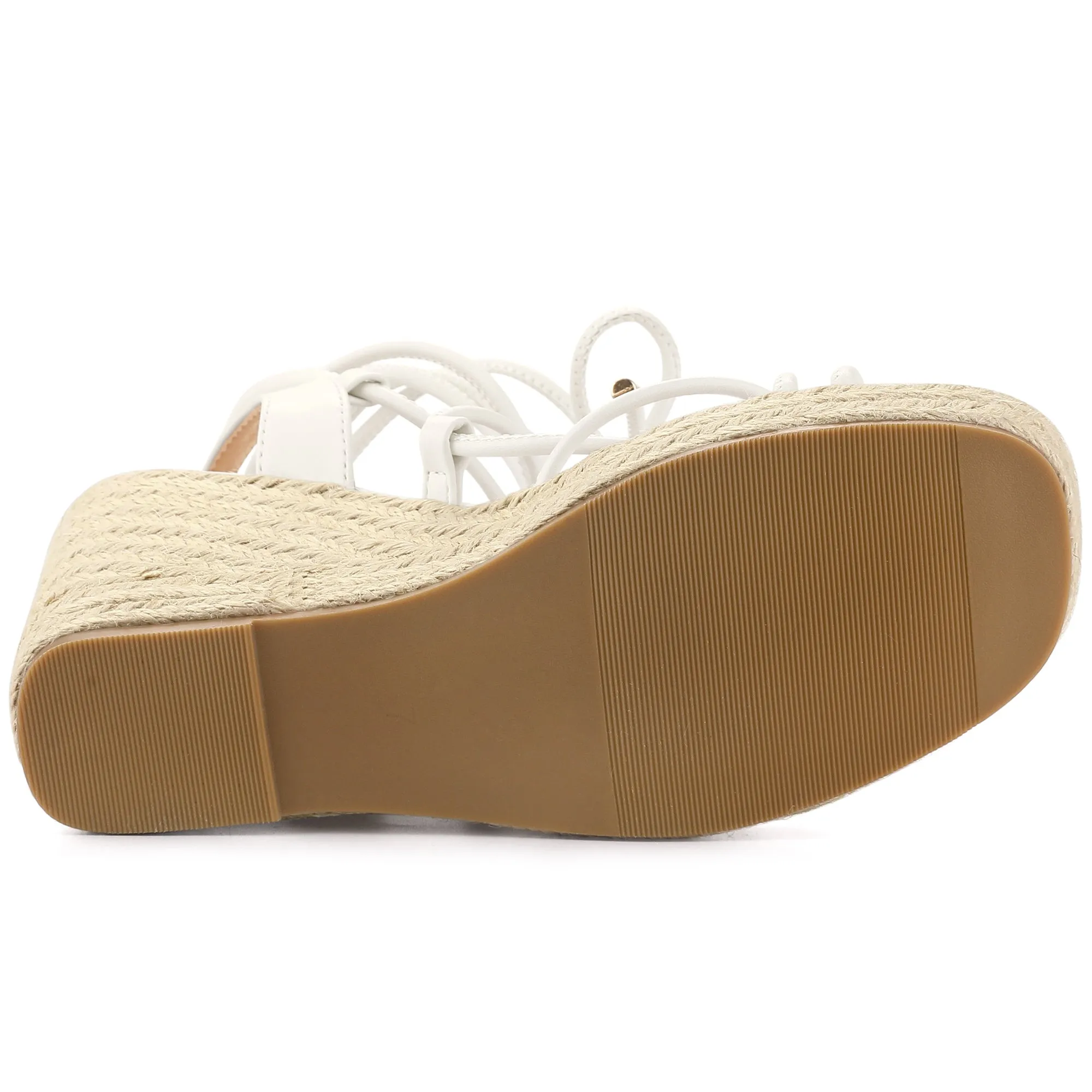 Women's Lace Up Platform Square Heel Espadrilles Wedge Sandals