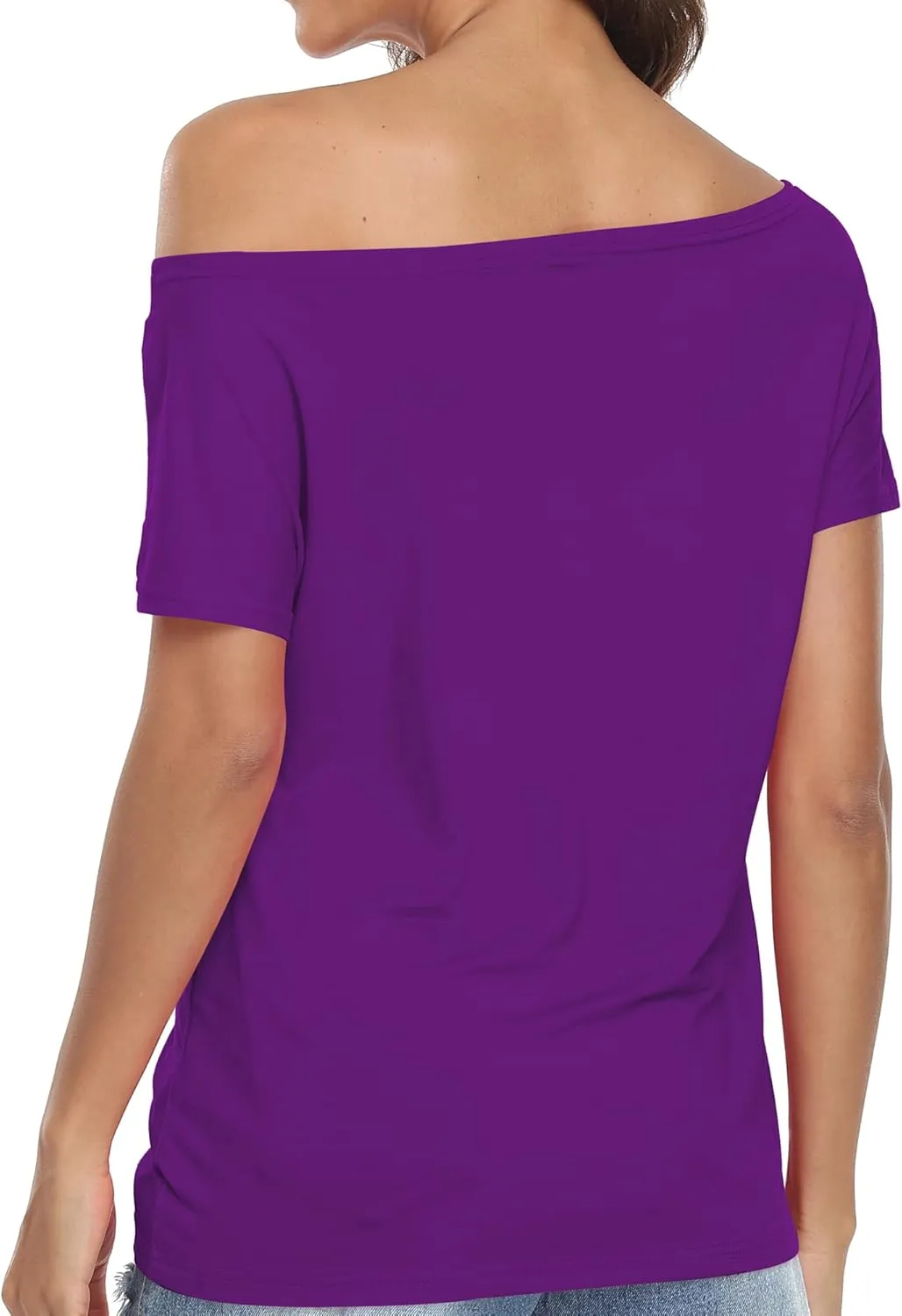 Womens Off The Shoulder Tops Summer Cute Cotton Short Sleeve Tee T-Shirt