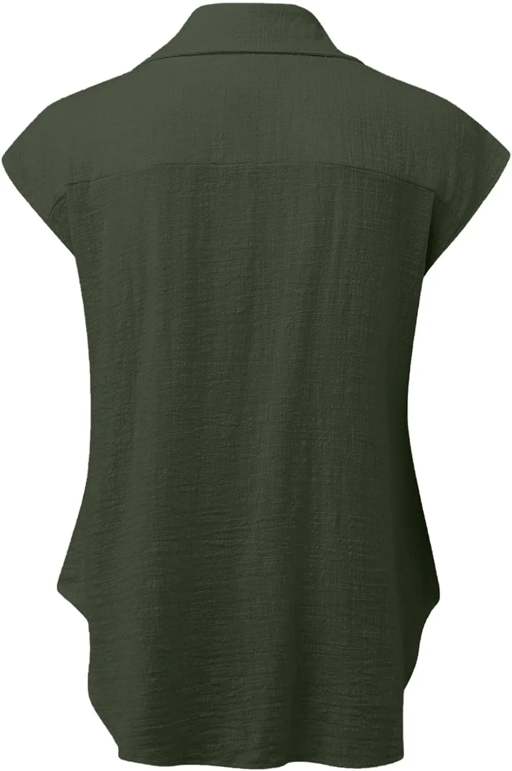 Womens Shirts Cap Sleeve Cotton Linen Fashion Button Up Blouses Top Solid Color Loose Soft Business Work 2025 T-Shirt