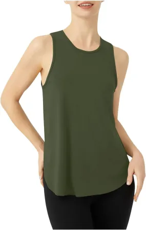 Women's Solid Quick Dry Sports Workout Tank Tops, Summer Lightweight Comfy Casual Undershirt with Irregular Ruffle Hem