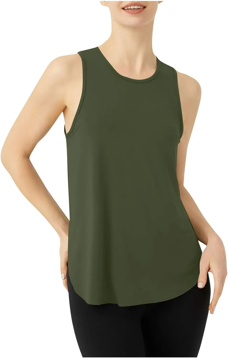 Women's Solid Quick Dry Sports Workout Tank Tops, Summer Lightweight Comfy Casual Undershirt with Irregular Ruffle Hem