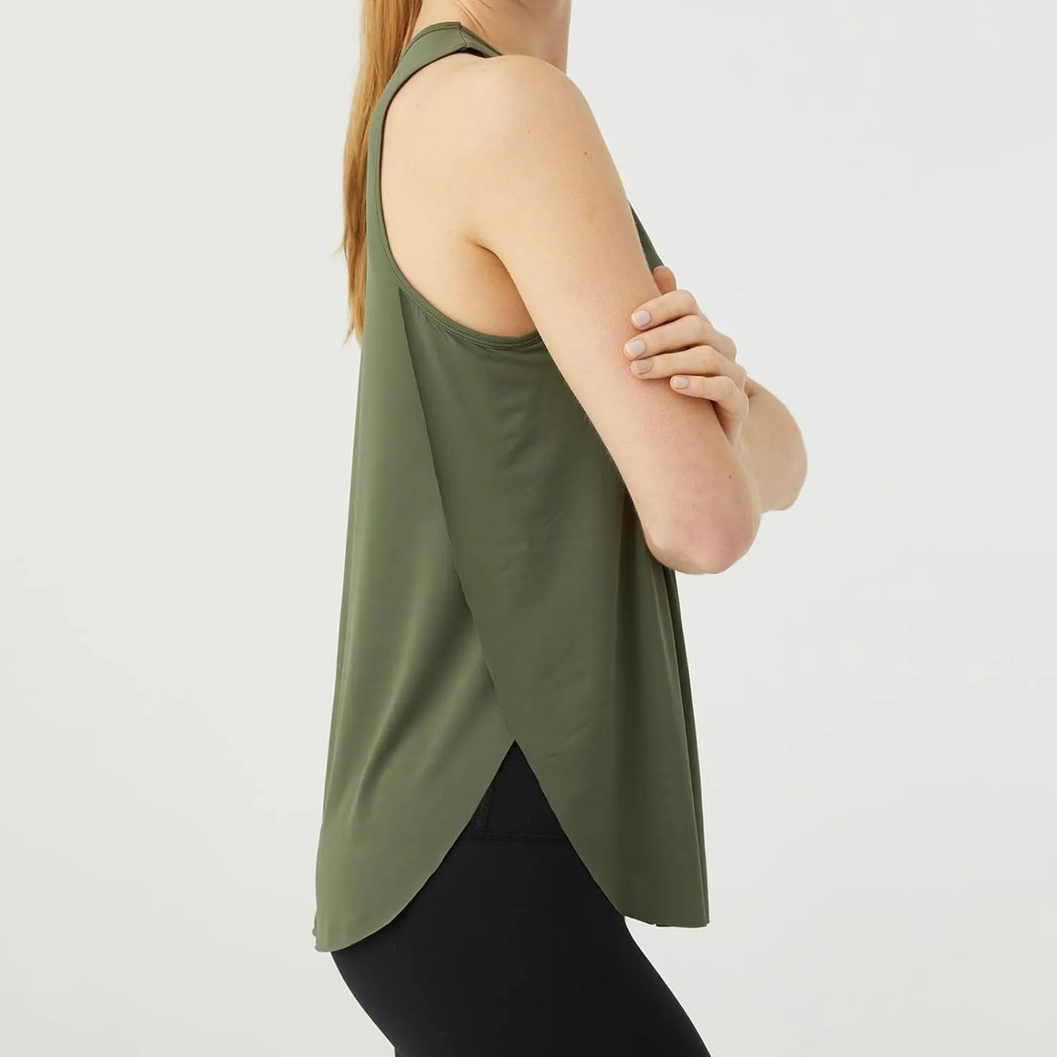 Women's Solid Quick Dry Sports Workout Tank Tops, Summer Lightweight Comfy Casual Undershirt with Irregular Ruffle Hem