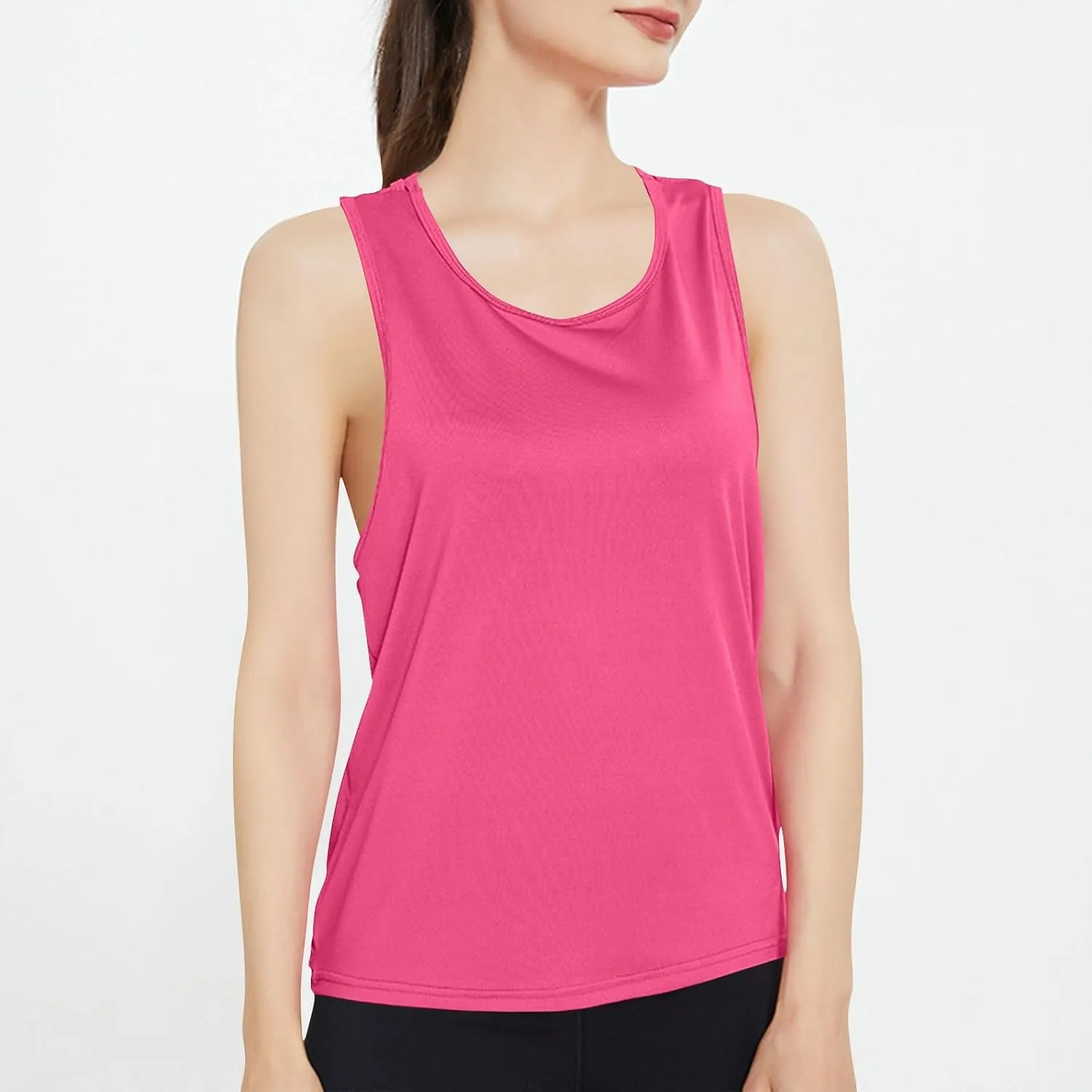 Women's Summer Sports Workout Tank Tops, Fashion Loose Comfy Racerback Sleeveless Breathable Yoga Shirts