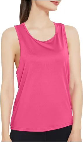 Women's Summer Sports Workout Tank Tops, Fashion Loose Comfy Racerback Sleeveless Breathable Yoga Shirts