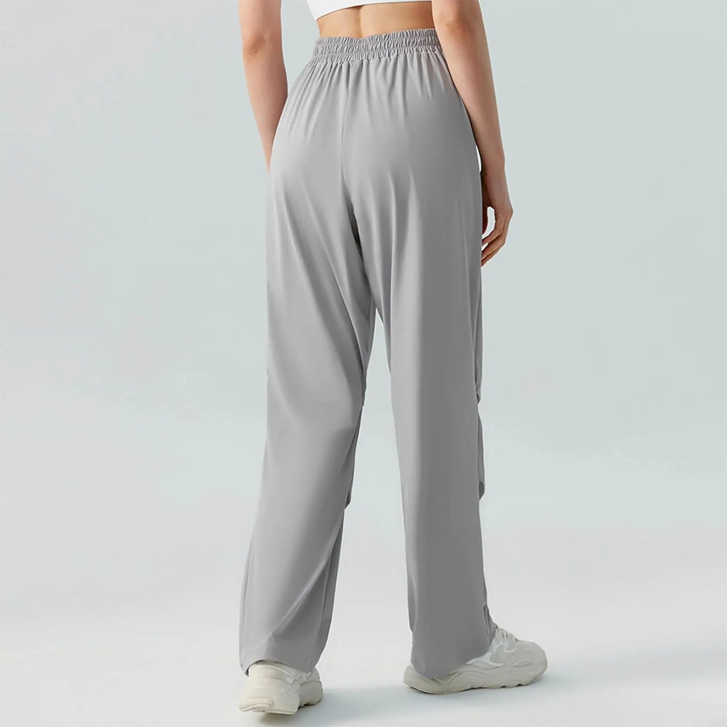 Women's Yoga Pants Stretchy Waist Straight Leg Trousers Soft Comfy Casual Workout Running Sweatpants with Pockets