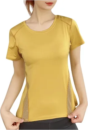 Workout Tops for Women Breathable Quick Dry Loose Fit T Shirt Outdoor Yoga Running Hiking Gym Tee Athletic Tops