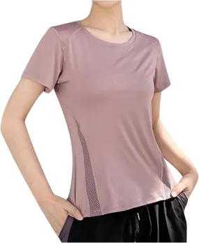 Workout Tops for Women Breathable Quick Dry Loose Fit T Shirt Outdoor Yoga Running Hiking Gym Tee Athletic Tops