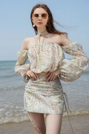 Xadra Cropped Off-Shoulder Voile Top