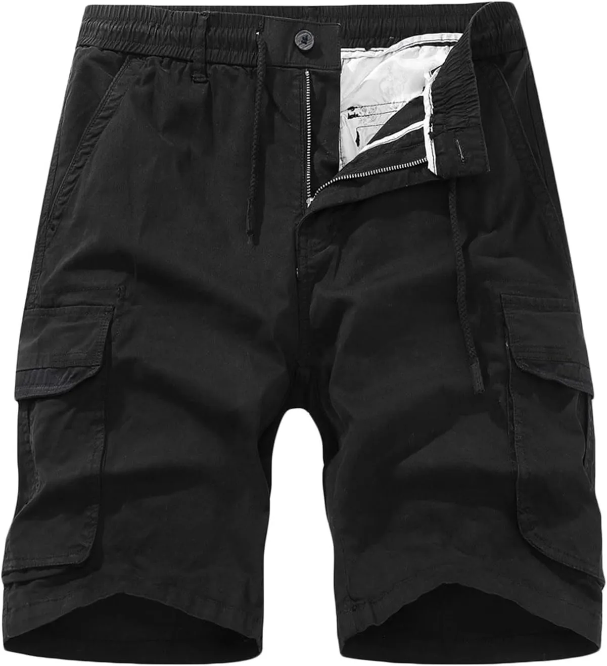Zeiyignr Men's Cargo Shorts Relaxed Fit Elastic Waist Camping Hiking Shorts Outdoor Multi-Pocket Cotton Work Casual Shorts