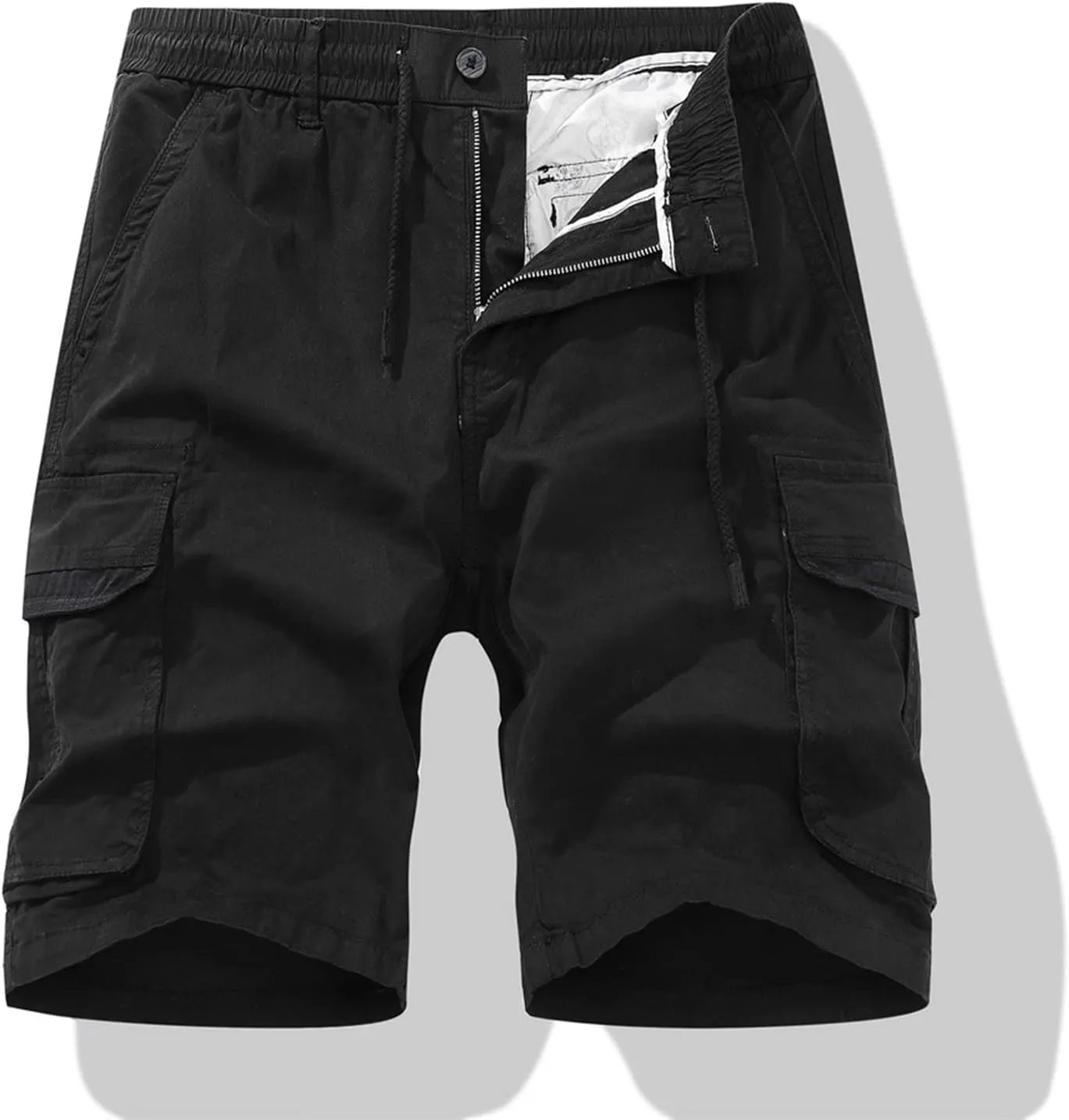 Zeiyignr Men's Cargo Shorts Relaxed Fit Elastic Waist Camping Hiking Shorts Outdoor Multi-Pocket Cotton Work Casual Shorts